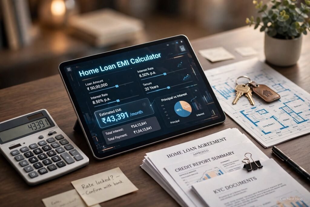 How to calculate home loan EMI manually and online guide by CalcNest