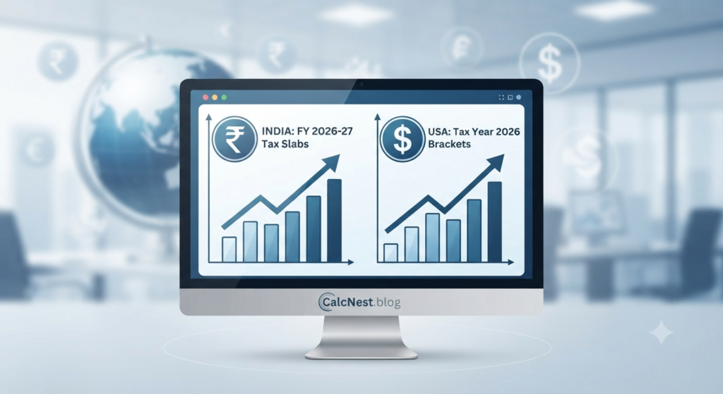 Income tax slabs and calculation guide for India and USA by CalcNest