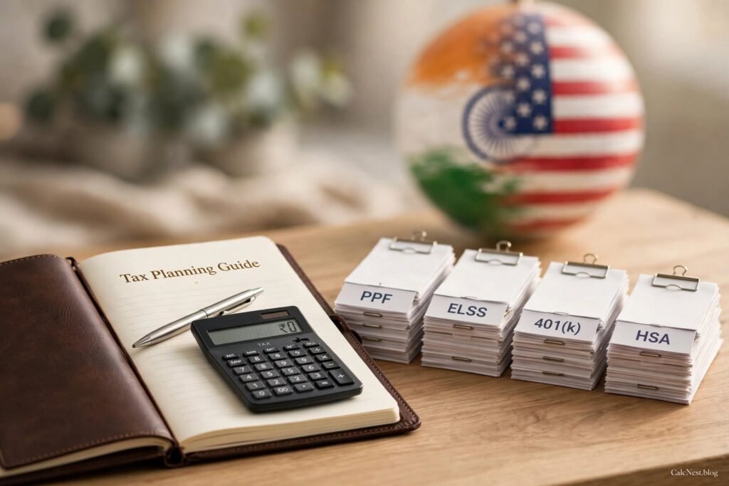 Legal ways to save income tax in India and USA guide by CalcNest