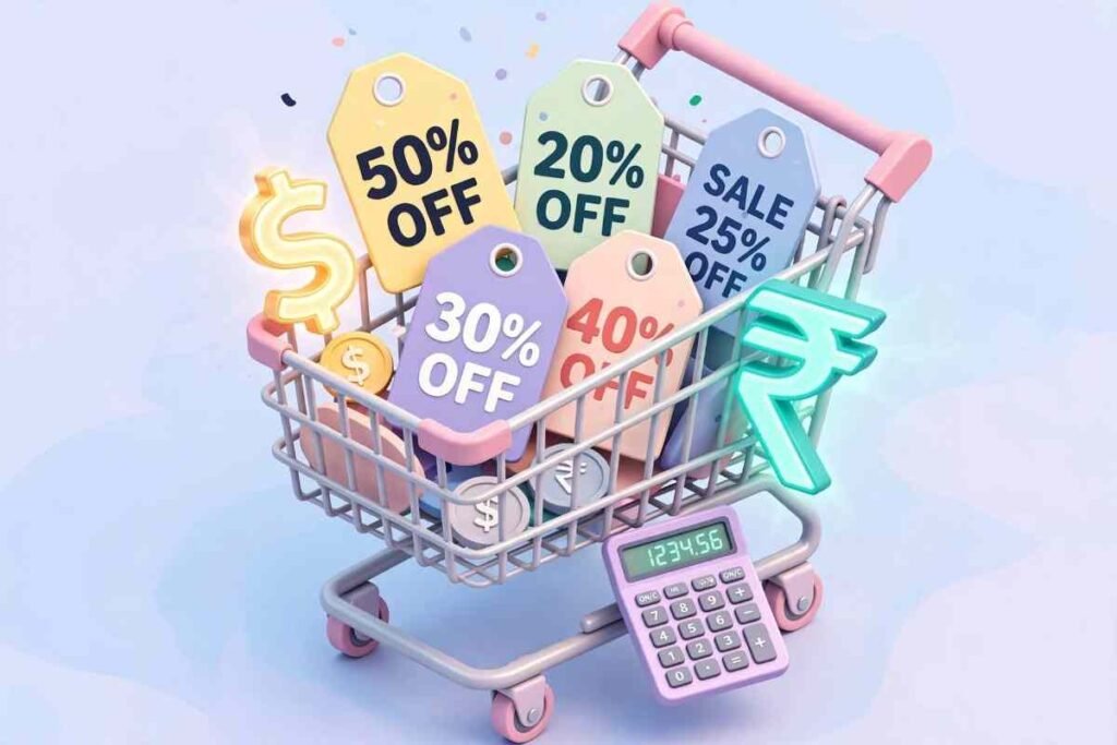 Online discount calculator tool calculating final prices and savings