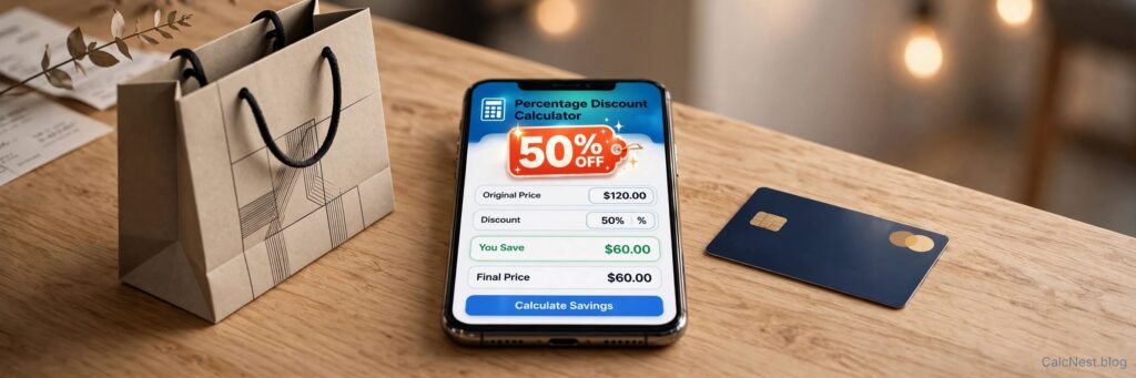 Percentage discount calculator online tool for sale prices by CalcNest