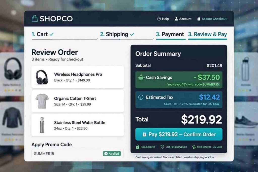 Smart shopping concept for calculating final prices and saving money