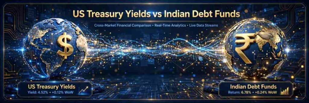 US Treasury yields vs Indian debt funds cross border cash yield comparison 2026